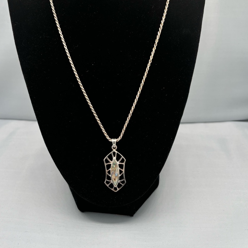 Silver Abalone Pendant Necklace